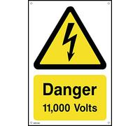 Danger 11,000 Volts - 300mm x 400mm - 3mm Metal Composite Drilled Sign (WEH38)