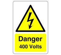 Danger 400 volts sign- 3mm Aluminum Dibond high-visibility and durability for indoor/outdoor usage (300mm x 200mm) Ensures Safety Within 7m Viewing Distance.