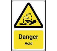 Danger Acid - 75mm x 100mm - 1.2mm Rigid Plastic Drilled Sign (WCD43)