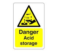 Danger Acid storage sign - Acid, Corrosive, Hazardous, Chemicals, Harmful, Irritant - 1.2mm Rigid plastic for indoor/outdoor usage (150mm x 100mm) Viewing Distance within 3m.