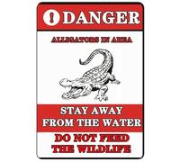 Danger Alligator In Area Stay Away From The Water Do Not Feed The Wildlife Aluminum Tin Sign Metal Wall Art Decorations Iron Painting for Indoor Outdoor Home Decor Room Door Accessories Poster