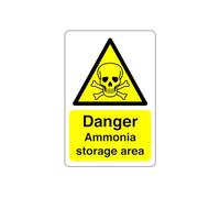 Danger Ammonia storage area sign - 3mm Aluminum Dibond high-visibility and durability for indoor/outdoor usage (400mm x 300mm) Ensures Safety Within 14m Viewing Distance.