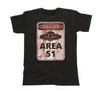 Danger Area 51, Mens or Women's Alien UFO Sighting Themed T-Shirt Black