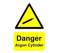 Danger argon cylinder safety sign - 1mm flexible Plastic sign (300mm x 200mm)