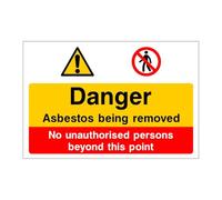 Danger Asbestos being removed No unauthorised persons sign - Multi-Message Warning and Prohibition 8x12 Metal Tin Sign Garage Man Cave Wall Decor