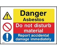 Danger Asbestos Do Not Disturb Material Sign - 400mm x 300mm - Self Adhesive Sticker (MP30)
