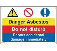 Danger Asbestos Do Not Disturb Sign - 200mm x 150mm - 1.2mm Rigid Plastic Drilled Sign (CSS27)