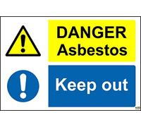 Danger Asbestos Keep Out Sign - 1.2mm Rigid Plastic 300mm x 200mm