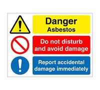 Danger Asbestos Sign 200mm x 150mm Self adhesive vinyl sticker - Identifies a hazardous asbestos area and any accidental damage should be reported immediately (1)