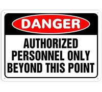 Danger Authorized Personnel Only Beyond This Point Warning Metal Sign Tin Signs Aluminum Plaque for Outdoors Use Yard Farm Fence Home Wall Decor 8x12 inch