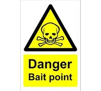 Danger bait point - 1mm flexible Plastic sign (200mm x 150mm)
