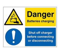 Danger Batteries Charging, Shut Off Charger…- 400 x 300mm - 1mm Rigid Plastic