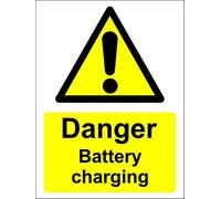 Danger battery charging area safety sign - 3mm Aluminium sign 300mm x 200mm