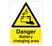 Danger battery charging area sign 150mm x 200mm Self adhesive vinyl sticker - Clearly identify hazardous areas (1)