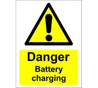 Danger Battery Charging Sign - 1.2mm Rigid Plastic 200mm x 150mm
