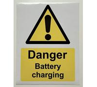 Danger Battery Charging Sign - Self Adhesive Sticker 200mm x 150mm