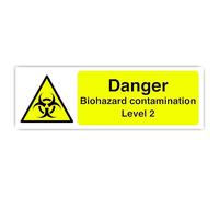 Danger Biohazard Contamination Level 5 - safety sign - 1.2mm Rigid plastic for indoor/outdoor usage (300mm x 100mm) Viewing Distance within 5m.