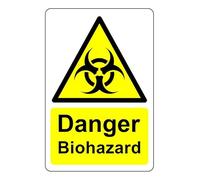 Danger Biohazard Safety sign - High tack sticker 200mm x 150mm