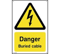 Danger Buried Cable - 150mm x 200mm - 1.2mm Rigid Plastic Drilled Sign (WEH51)