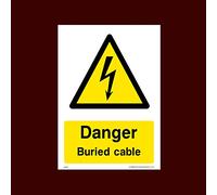 Danger Buried Cable Plastic Sign (WEH51) - Electric Hazard, Voltage, Danger of Death, Cables, Wires, Electric Fence