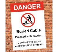 Danger Buried Cable Proceed With Caution Sign Self Adhesive Gloss Sticker 160mm x 125mm