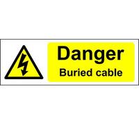 Danger buried cable safety sign - Self adhesive sticker 300mm x 100mm