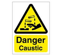 Danger Caustic Sign 100mm x 140mm Self adhesive vinyl sticker - Identifies dangerous harmful substances (5)