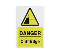 Danger Caution Cliff Edge Sign Sign, 8 X 12 Grade Reflective Sheeting Rust Free Aluminum, Weather Resistant, Waterproof, Easy To Mount
