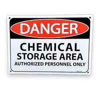 Danger Chemical Storage Area Sign Authorized Personnel Only Sign for Cabinets, Containers, Boxes, Bins, or Metal Fencing