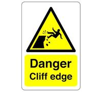 Danger cliff edge sign- 3mm Aluminium Dibond high-visibility and durability for indoor/outdoor usage (600mm x 400mm) Ensures Safety Within 20m Viewing Distance.