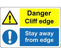 Danger cliff edge stay away from the edge Safety sign - 1.2mm Rigid plastic 400mm x 300mm