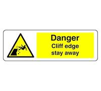 Danger Cliff Edge Stay Away - safety sign - 1.2mm Rigid plastic for indoor/outdoor usage (300mm x 100mm) Viewing Distance within 5m.