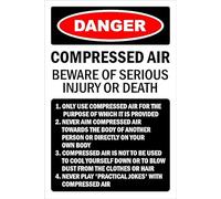 Danger compressed air, beware of serious injury or death - Self adhesive sticker (300mm x 200mm)