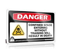 Danger Confined Space Entering Without Training Will Result In Death Colorful Retro Wall Art | Indie Decor Vintage Style Sweet Camper Decoration Easy Hang(20X30CM)