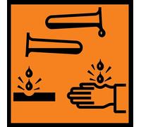 Danger Corrosive Chip V2 symbol Warning Safety Sign Self Adhesive Gloss Sticker 125mm x 125mm