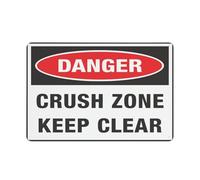 Danger - Crush Zone Keep Clean Sign Sign, 8 X 12 Grade Sheeting Rust Free Aluminum, Weather Resistant, Waterproof, Easy To Mount