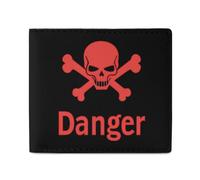 Danger Death Skull Head Classic Mens Wallet Slim Leather Card Holder Bifold Wallets Front Pocket