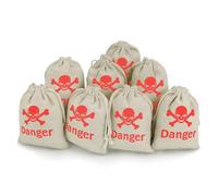 Danger Death Skull Head Reusable Drawstring Bags 8 Pcs Jewellery Favour Pouch Christmas Halloween Candy
