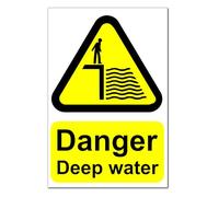 Danger Deep Water Correx Safety Sign Board - Corrugated Plastic 300mm x 200mm x 4mm, Printed & Laminated, Ideal for Pools, Ponds, and Risk Areas, Water Hazard Warning