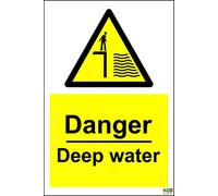 Danger Deep Water sign - 1.2mm Rigid Plastic 200mm x 300mm
