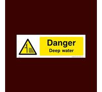 Danger Deep Water Sticker/Self Adhesive Sign (WG8) - Men Working, Very Hot Water, Mind Head, Mind Step, Water, Hot, Vehicles, Fragile Roof