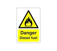 Danger Diesel fuel sign - 1.2mm Rigid plastic for indoor/outdoor usage (600mm x 400mm) Viewing Distance within 20m.