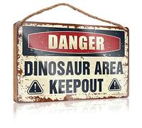 Danger Dinosaur Area Keep Out, Farm Decor Wood Sign Plaque Fun Desk