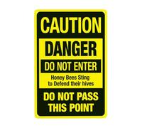 Danger Do Not Enter Honey Bees Sting To Defend Their Hives Do Not Pass This Point Metal Warning Sign for Indoor Outdoor Security, Business Office Home Street Decor 20 x 30 cm