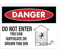 Danger Do Not Enter You Can Suffocate Or Drown This Bin Warning Metal Sign Tin Signs Aluminum Plaque for Outdoors Use Yard Farm Fence Home Wall Decor 8x12 inch