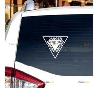 Danger Ejection Seat Warning Funny Car Sticker Decal Vinyl - 2 Pack White 12.7cm - No Background Die-Cut