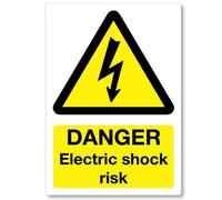 Danger Electric Shock Risk Health & Safety Sticker - Electrical Warning 13.5cm x 9.5cm