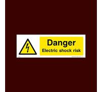 Danger Electric Shock Risk Plastic Sign with 4 Pre-Drilled Holes (WEH14) - Electric Hazard, Voltage, Danger of Death, Cables, Wires, Electric Fence
