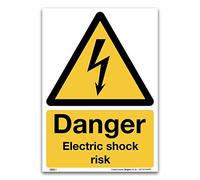 Danger Electric shock risk Sign - A4 1mm Rigid Plastic Sign - Warning Construction Security
