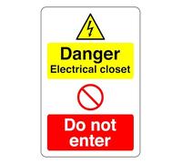 Danger Electrical Closet Dlomate Enter - safety sign - High tack self-adhesive sticker (150mm x 100mm) Viewing Distance within 3m.